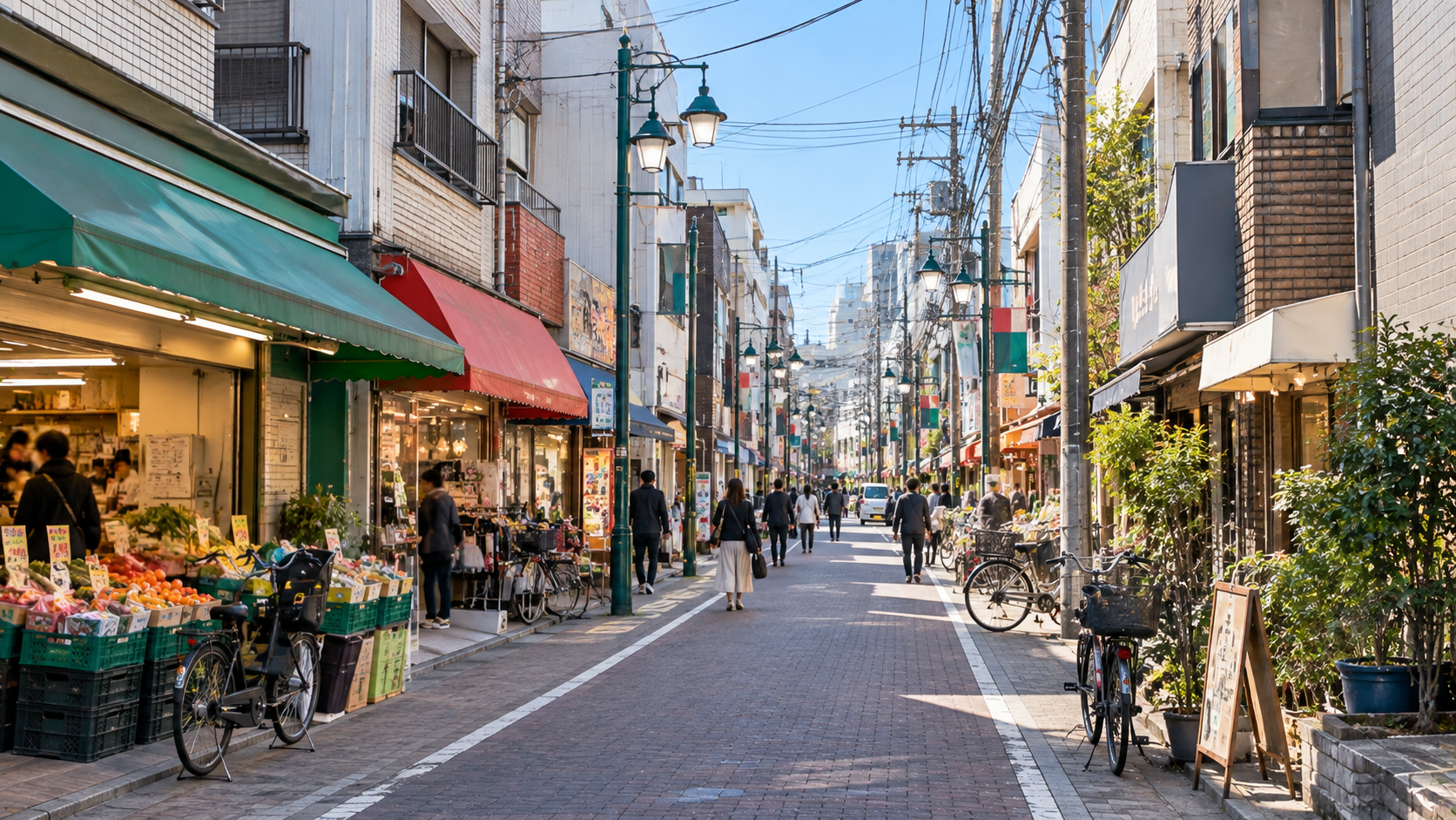 幡ヶ谷の商店街をイメージしたAI生成画像
